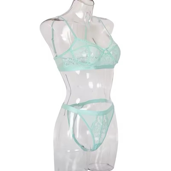 Mint Green Lace Everyday Bra + Panty Lingerie Set - Picture 4 of 8